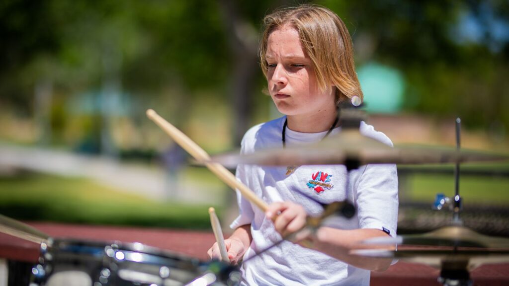 kid student playing drums in las vegas