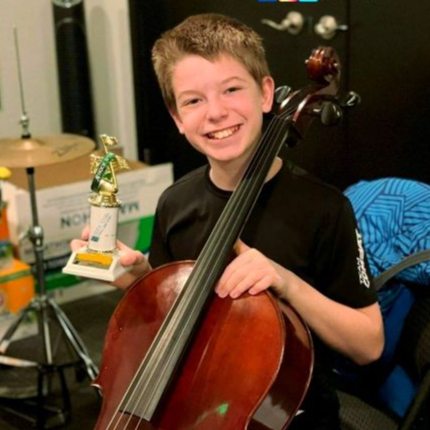 student playing cello