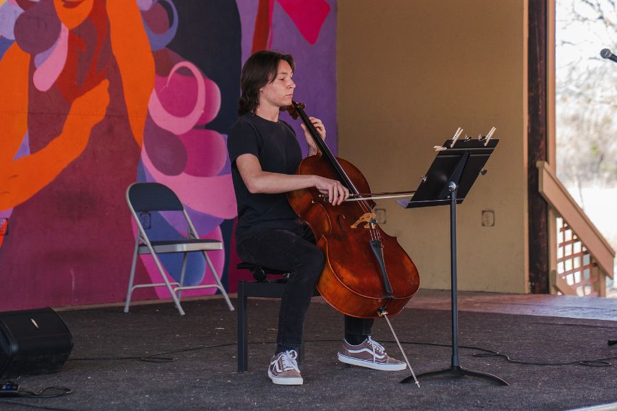 cello student performing