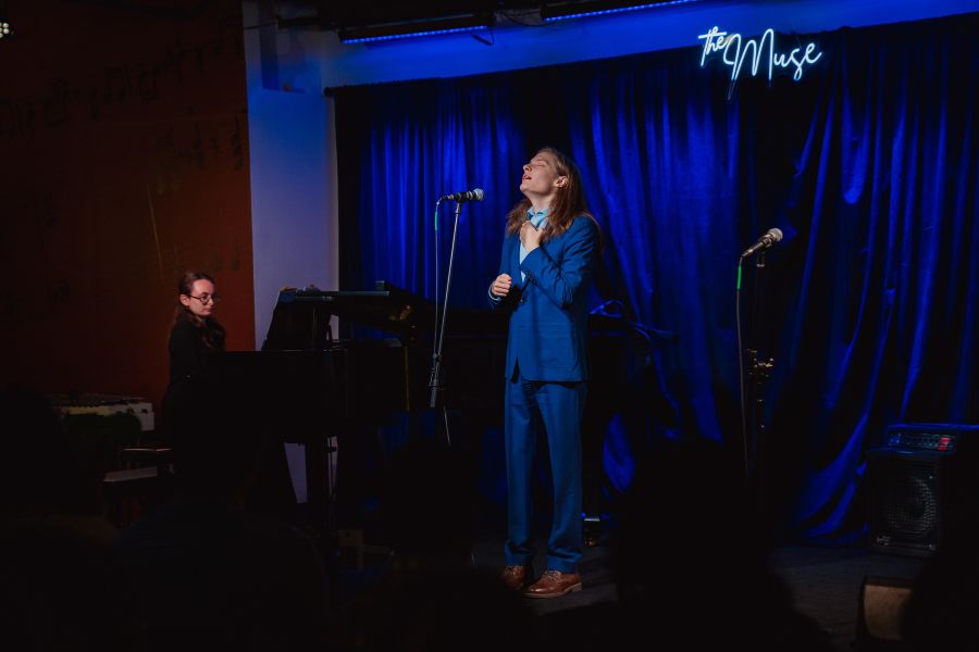 male vocal student singing