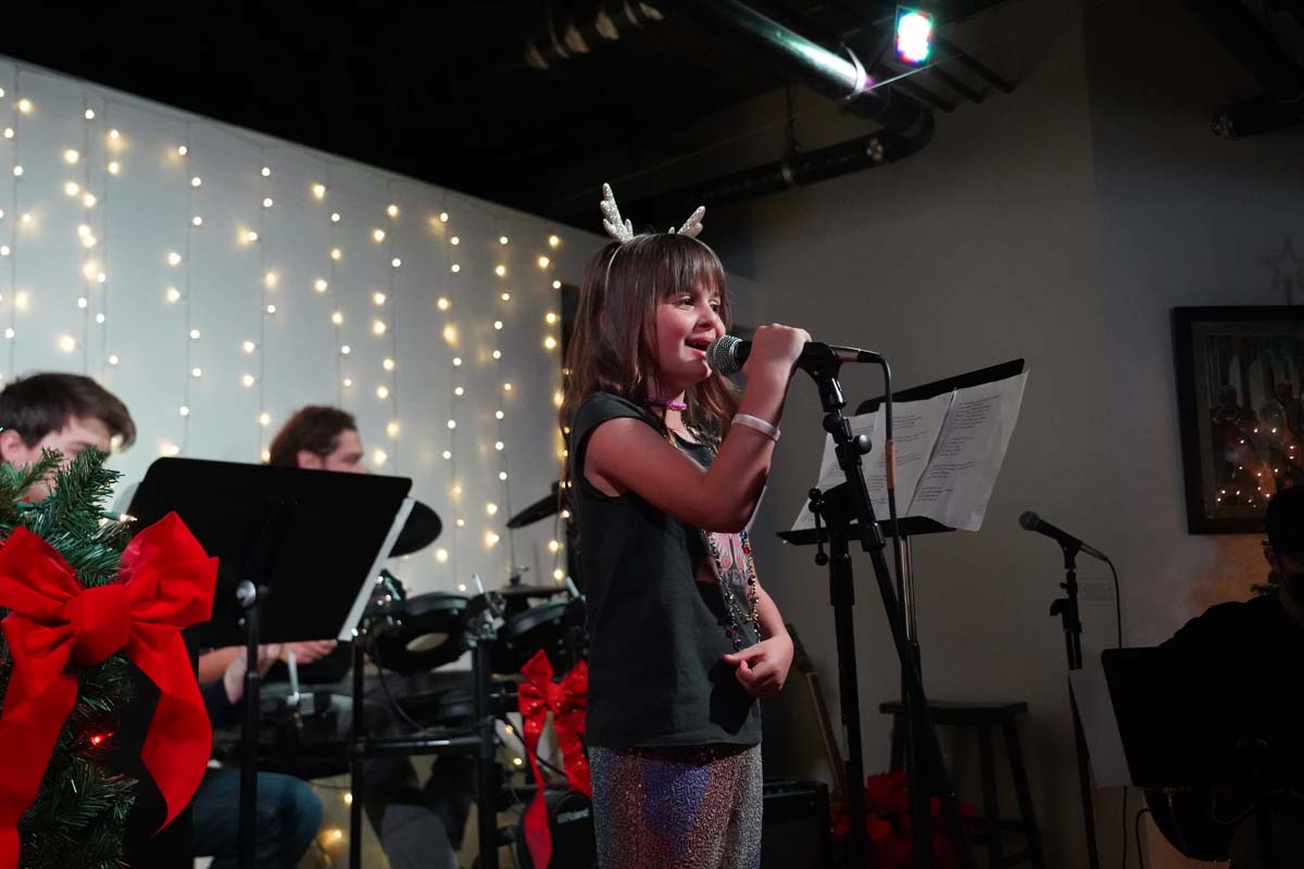 student singing