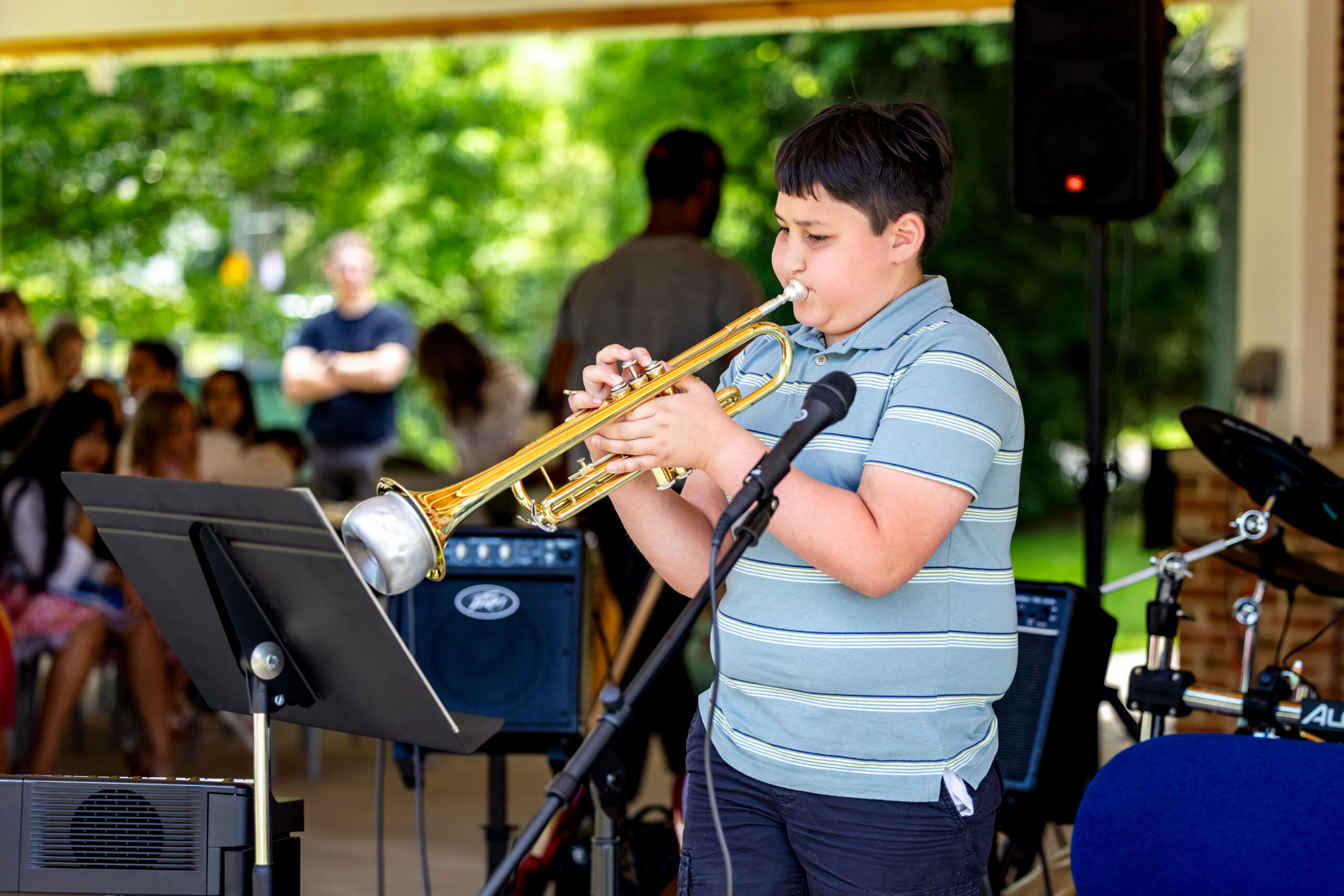 Boy playing the trumpet