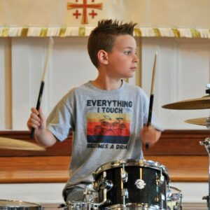 Drummer performing in a recital