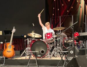 Student playing drums in SOUTH ELGIN, IL