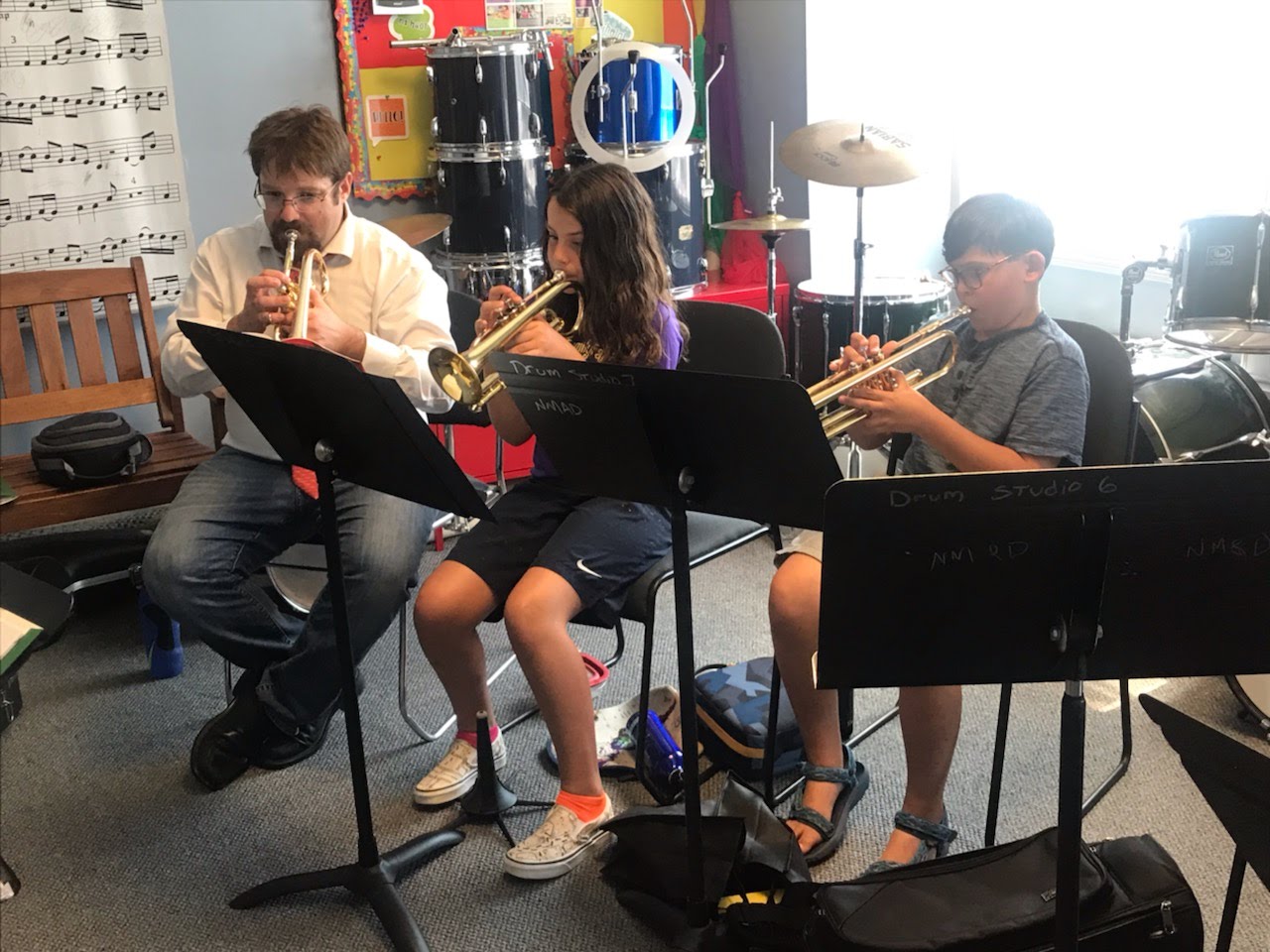 students playing trumpet in in needham music
