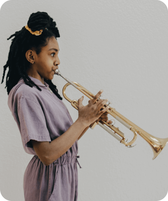 Student rehearsing to play the trumpet in the trumpet lessons San Jose CA