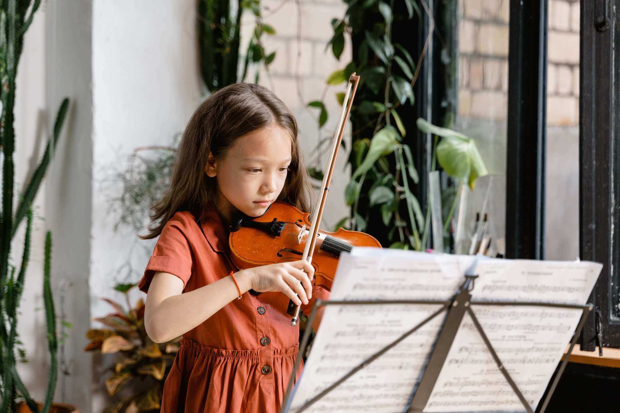 student playing the violin in the violin class Orland Park IL