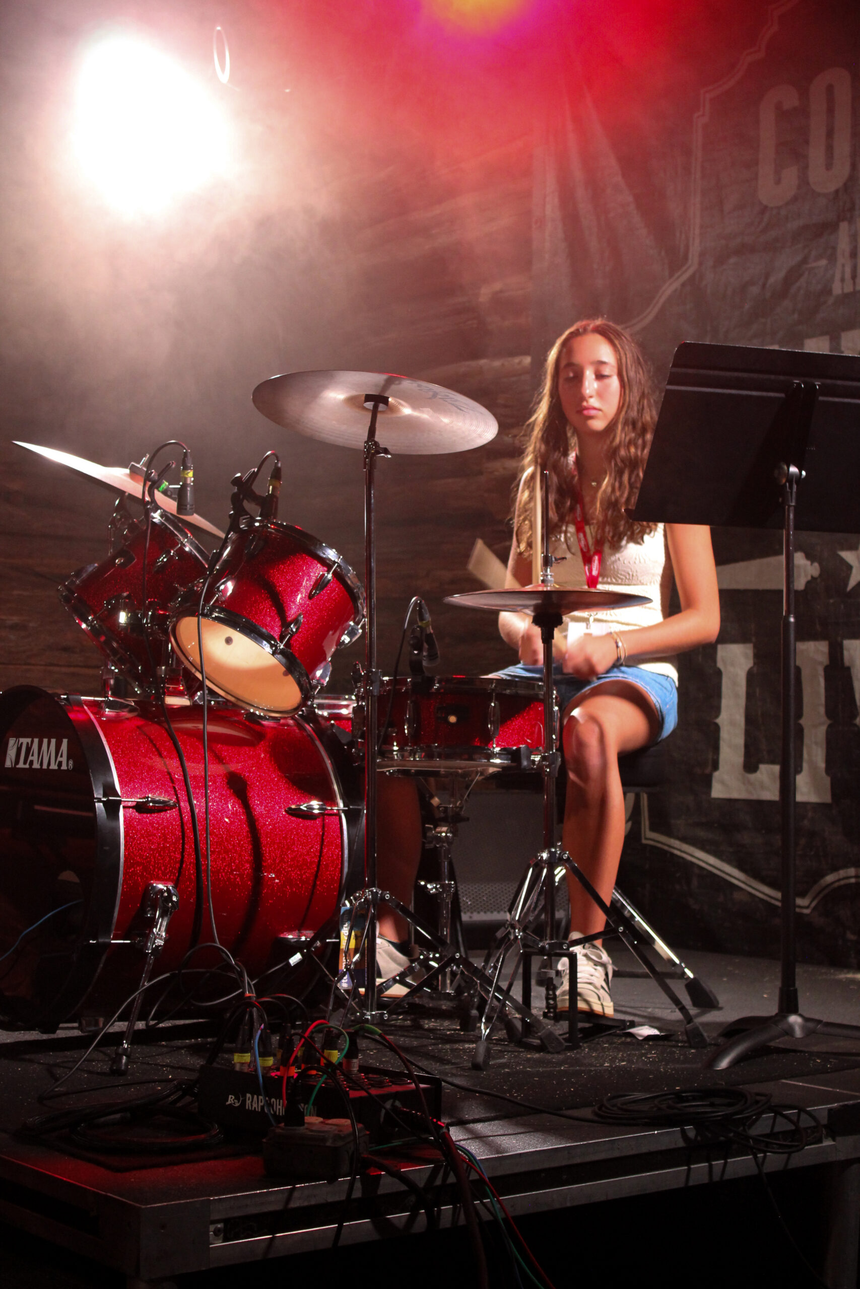 Step Onstage drummer performing