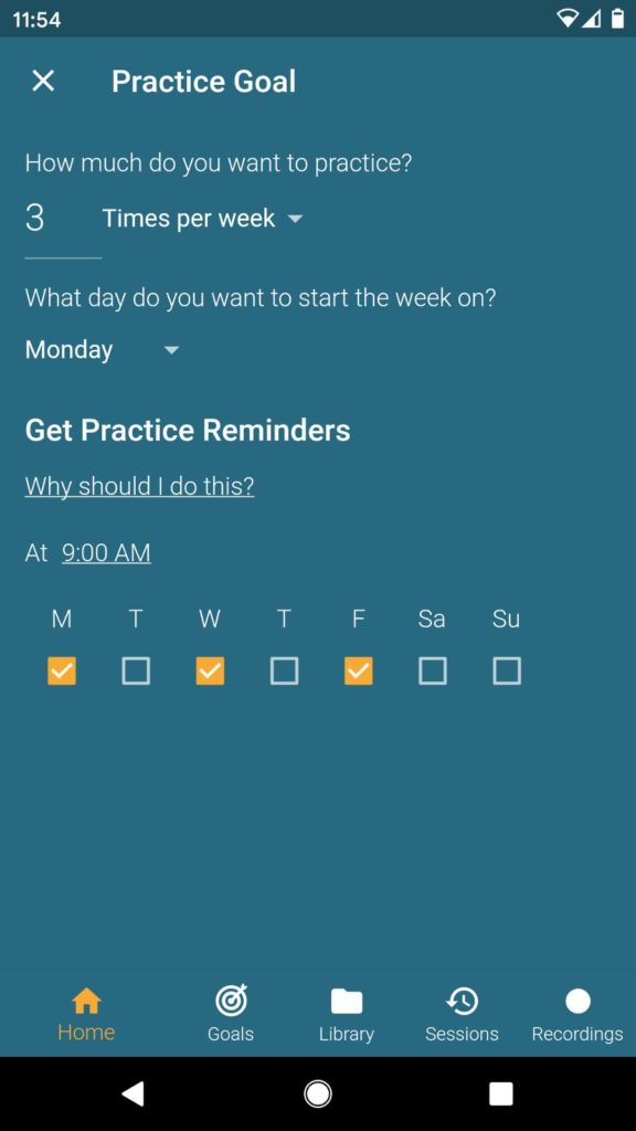 instrumentive app reminder interface