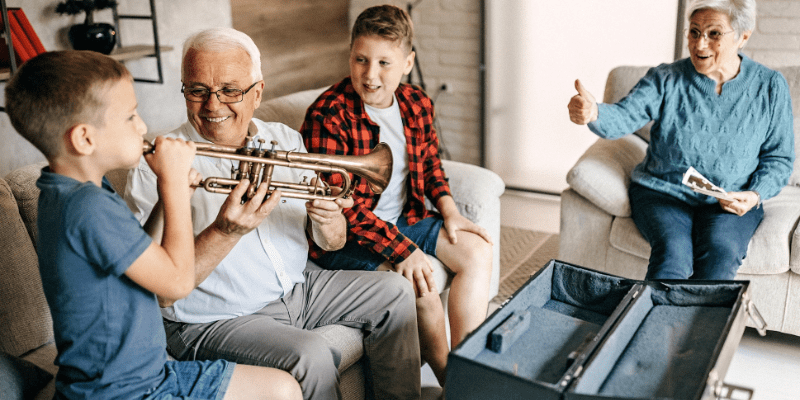 family playing music