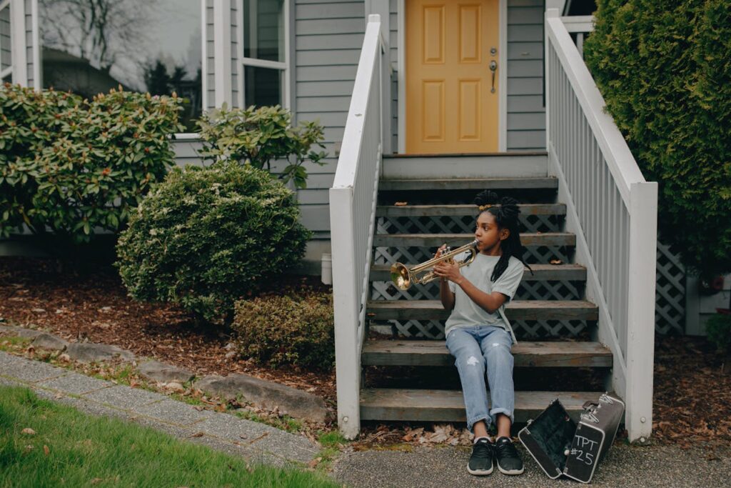 A Girl Playing Trumpet