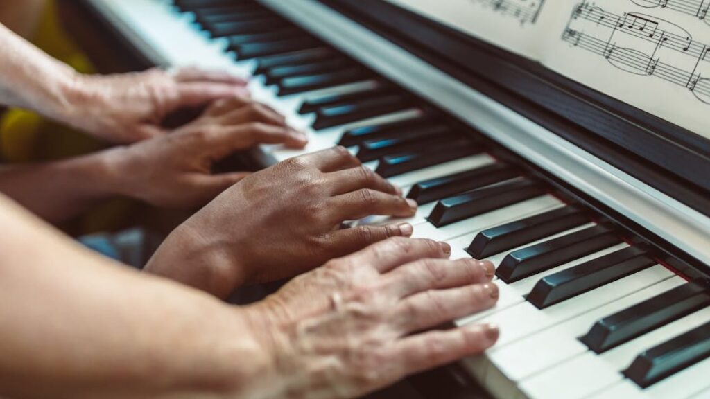 grandparents playing piano