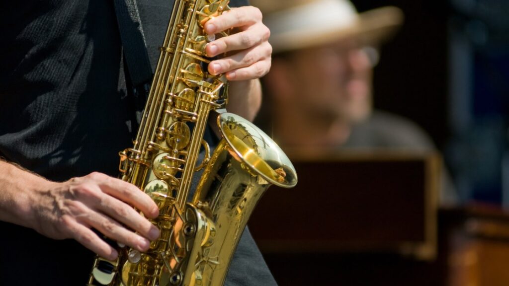Musician playing a saxophone