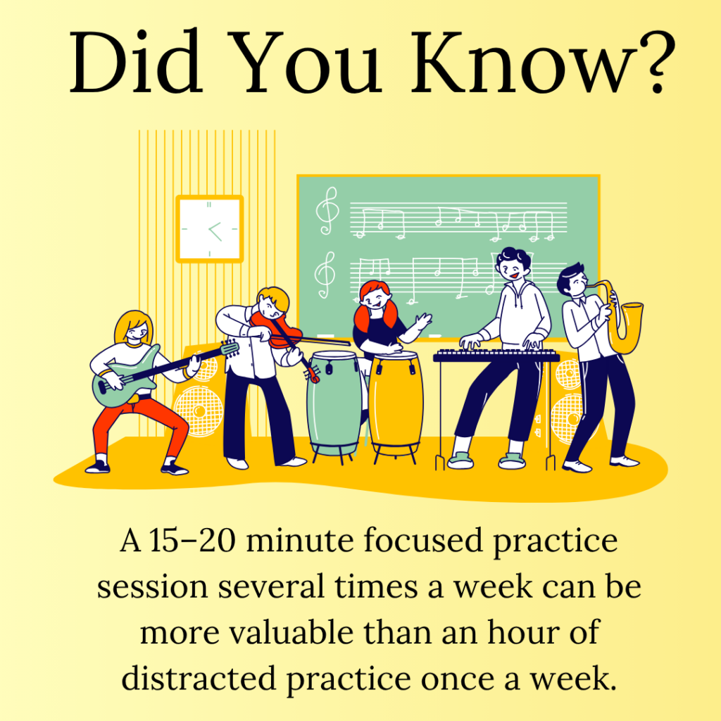 Consistent practice helps a student learn piano better than occasional marathon sessions!
