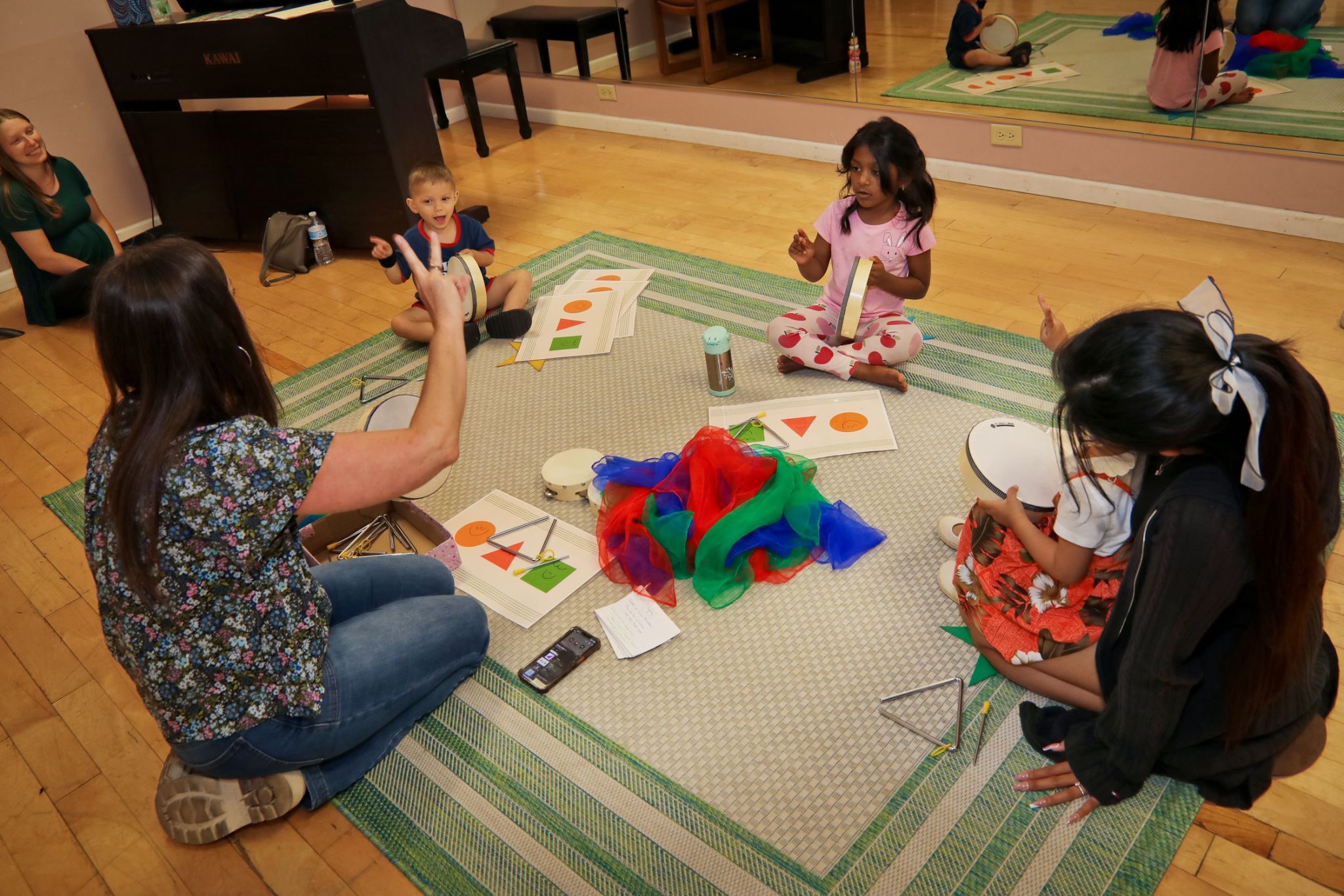 Group toddler music lessons help students create a strong foundation for future music lessons!